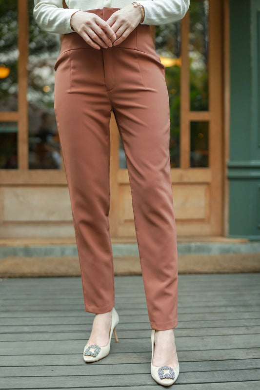 Straight Leg Pants - Brown