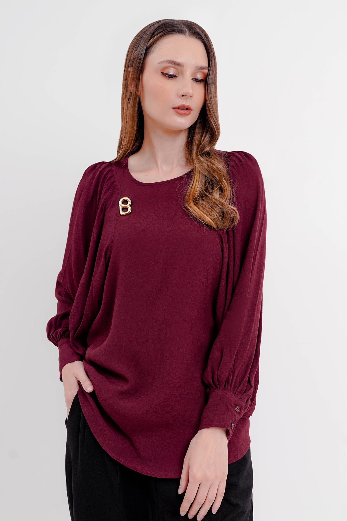 Kina Blouse - Burgundy