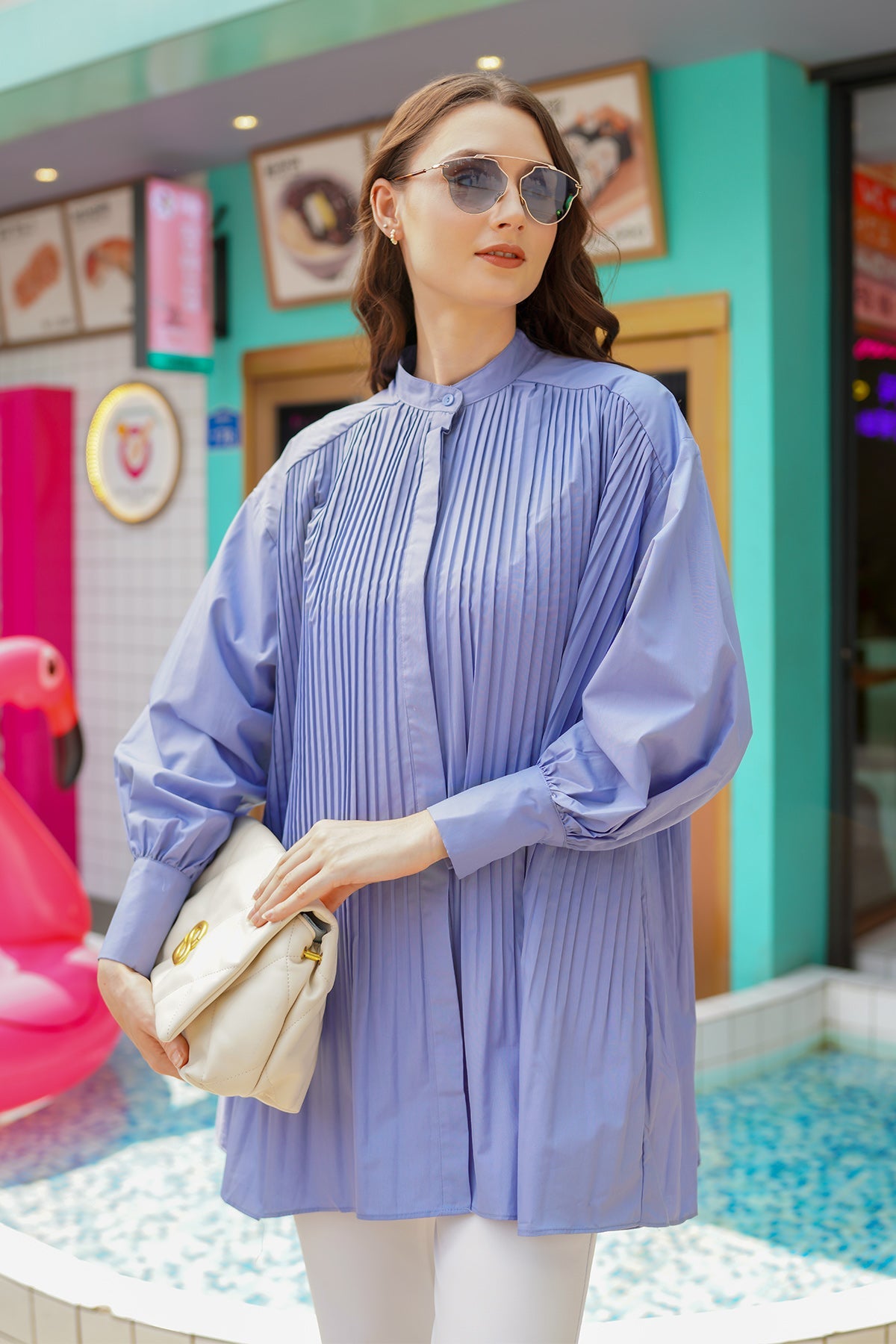 Pleated Shirt - Blue