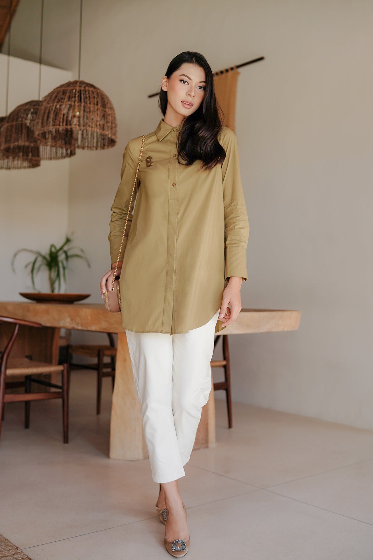 Kiara Half Button Top - Green
