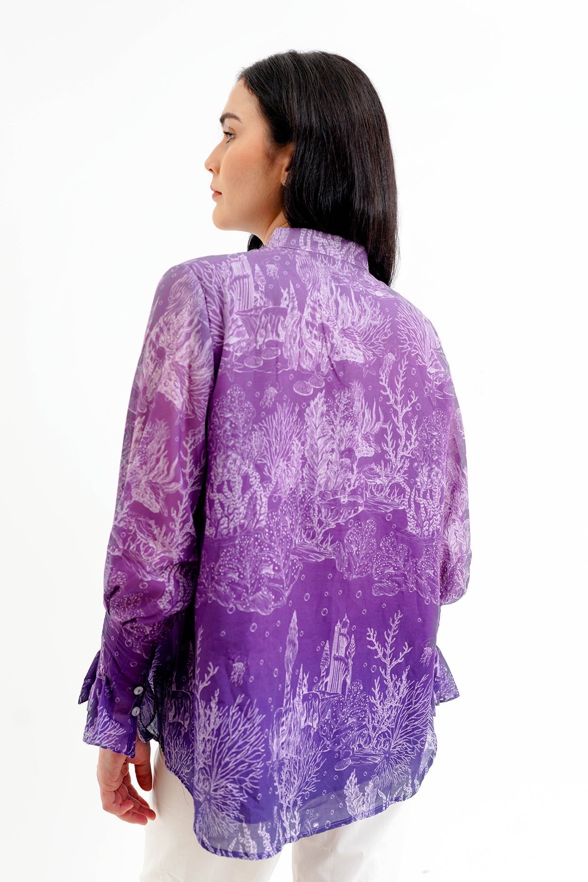 El Mar Minorca Shirt with Puff Sleeve - Purple