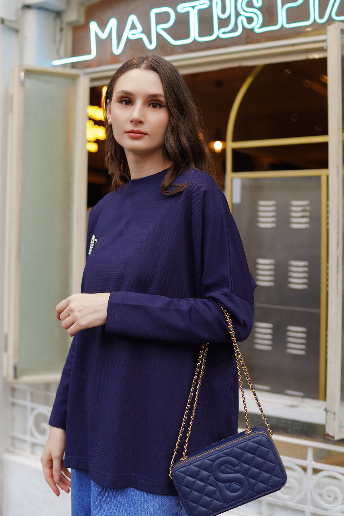 Basic Long Sleeve T-Shirt - Navy