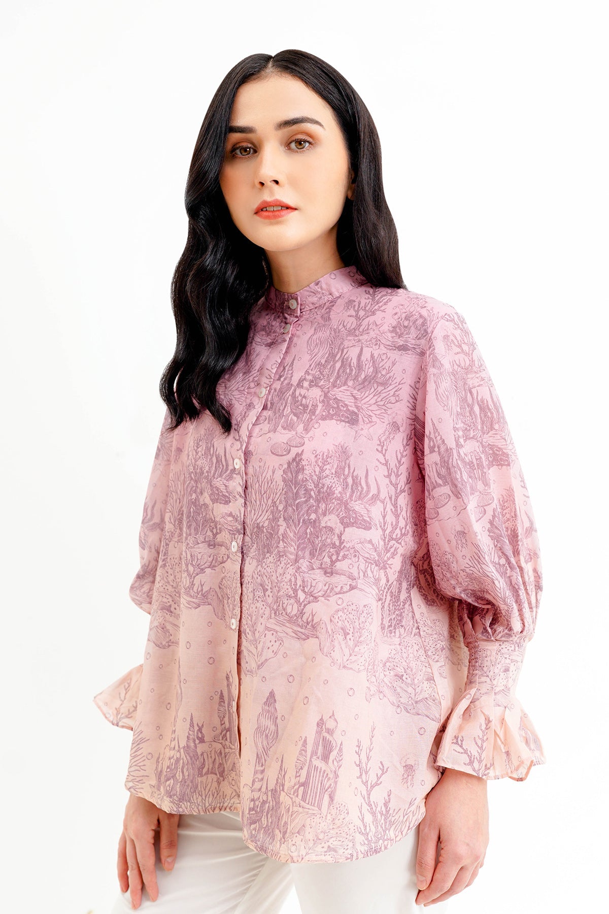 El Mar Minorca Shirt with Puff Sleeve - Wisteria