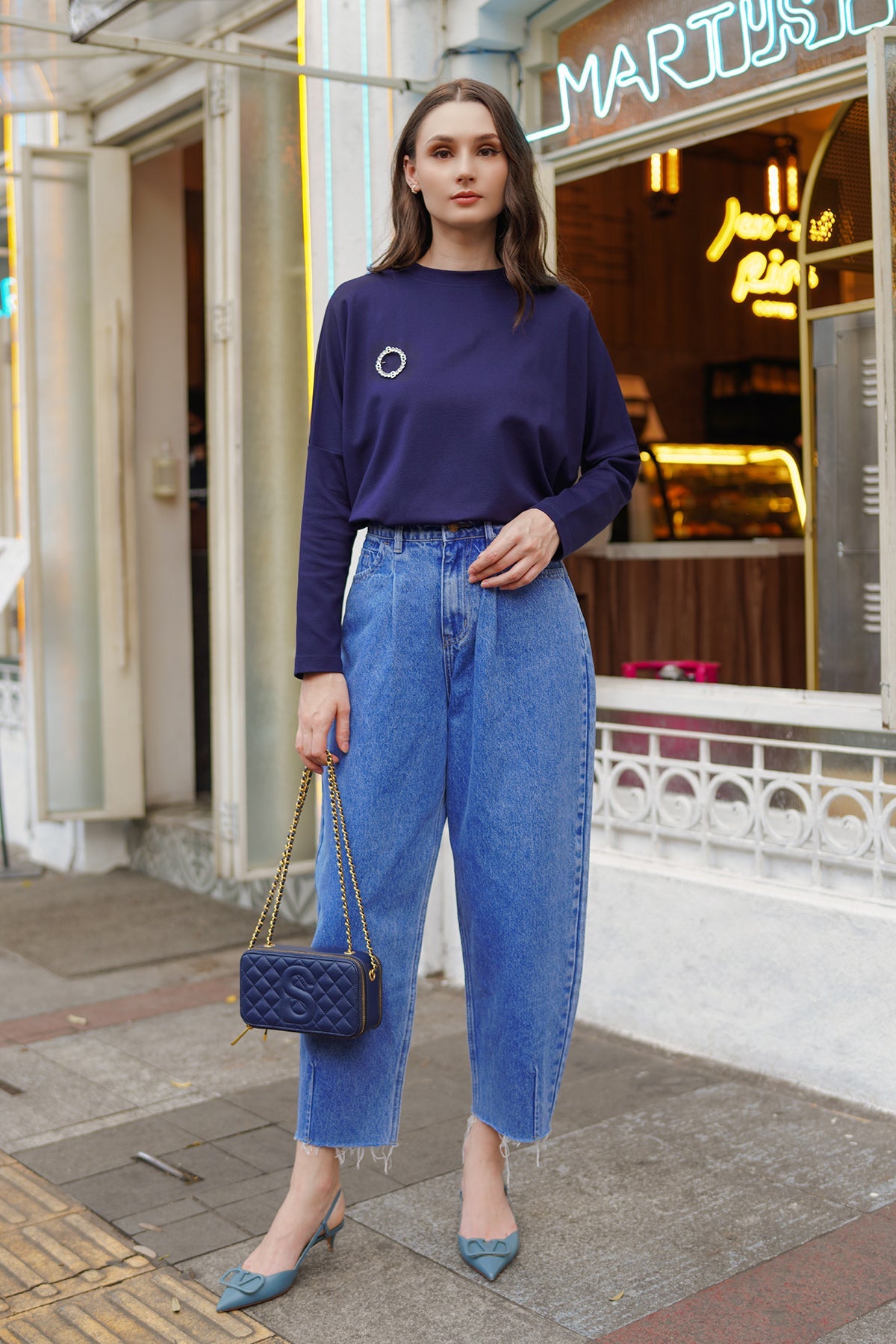 Basic Long Sleeve T-Shirt - Navy