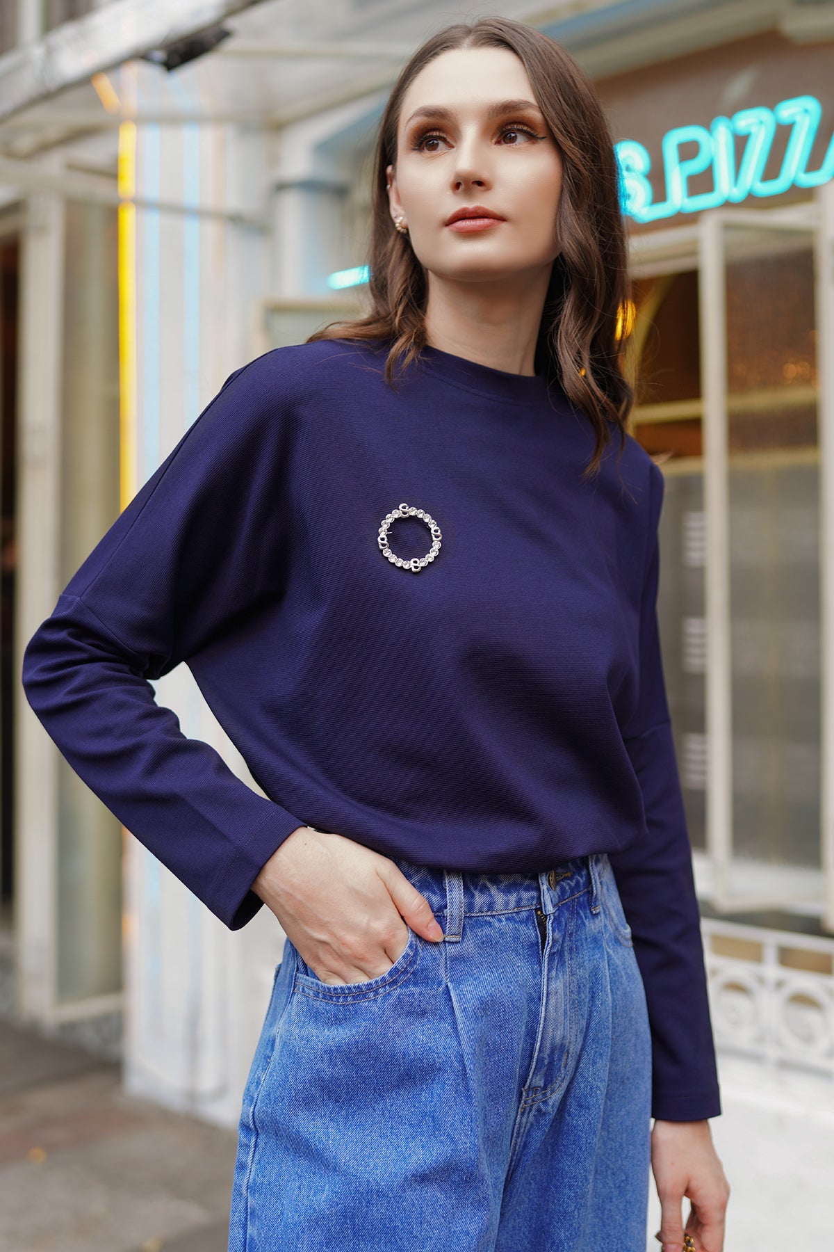 Basic Long Sleeve T-Shirt - Navy