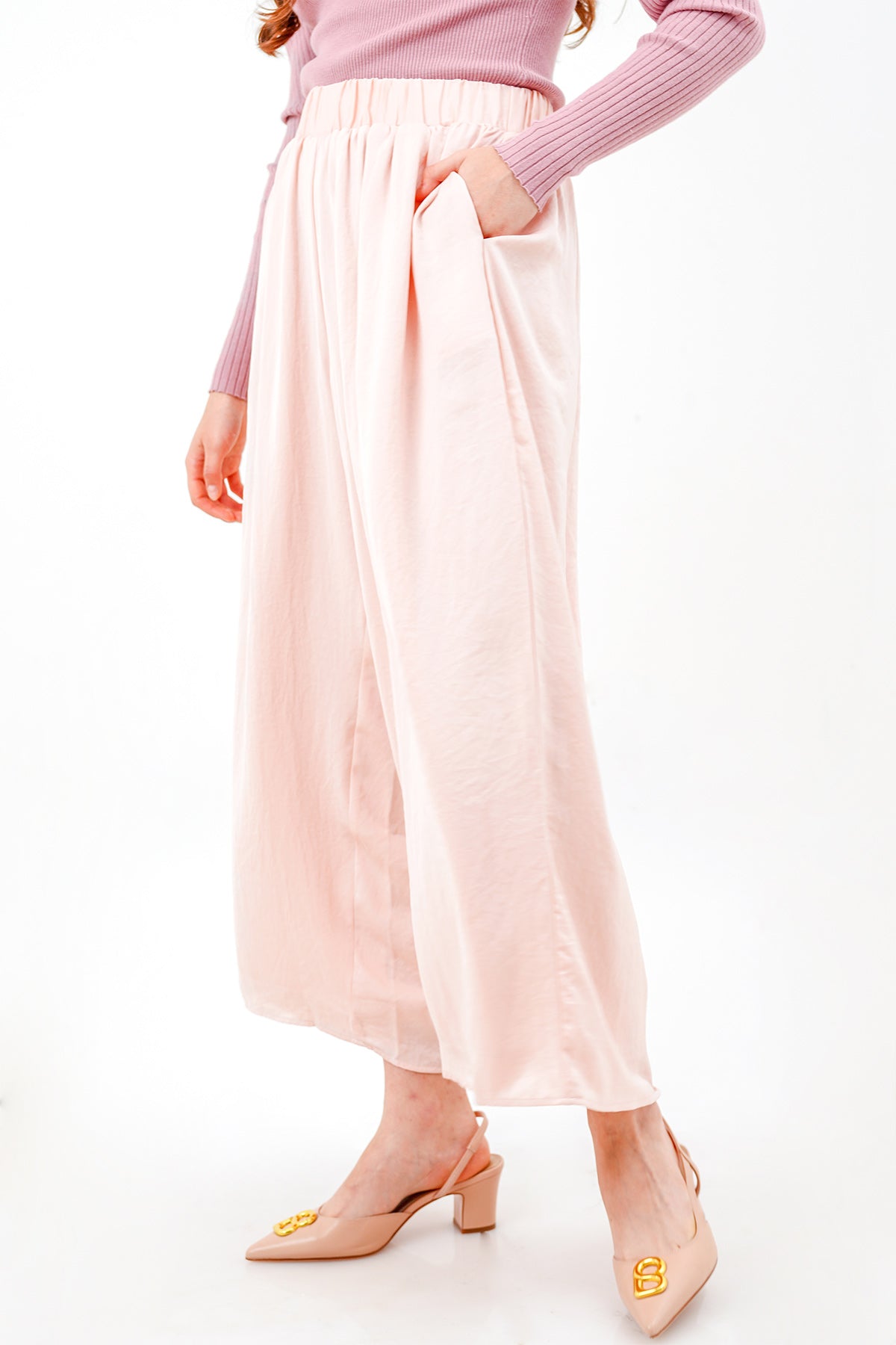 Flowy Wide Pants - Soft Pink