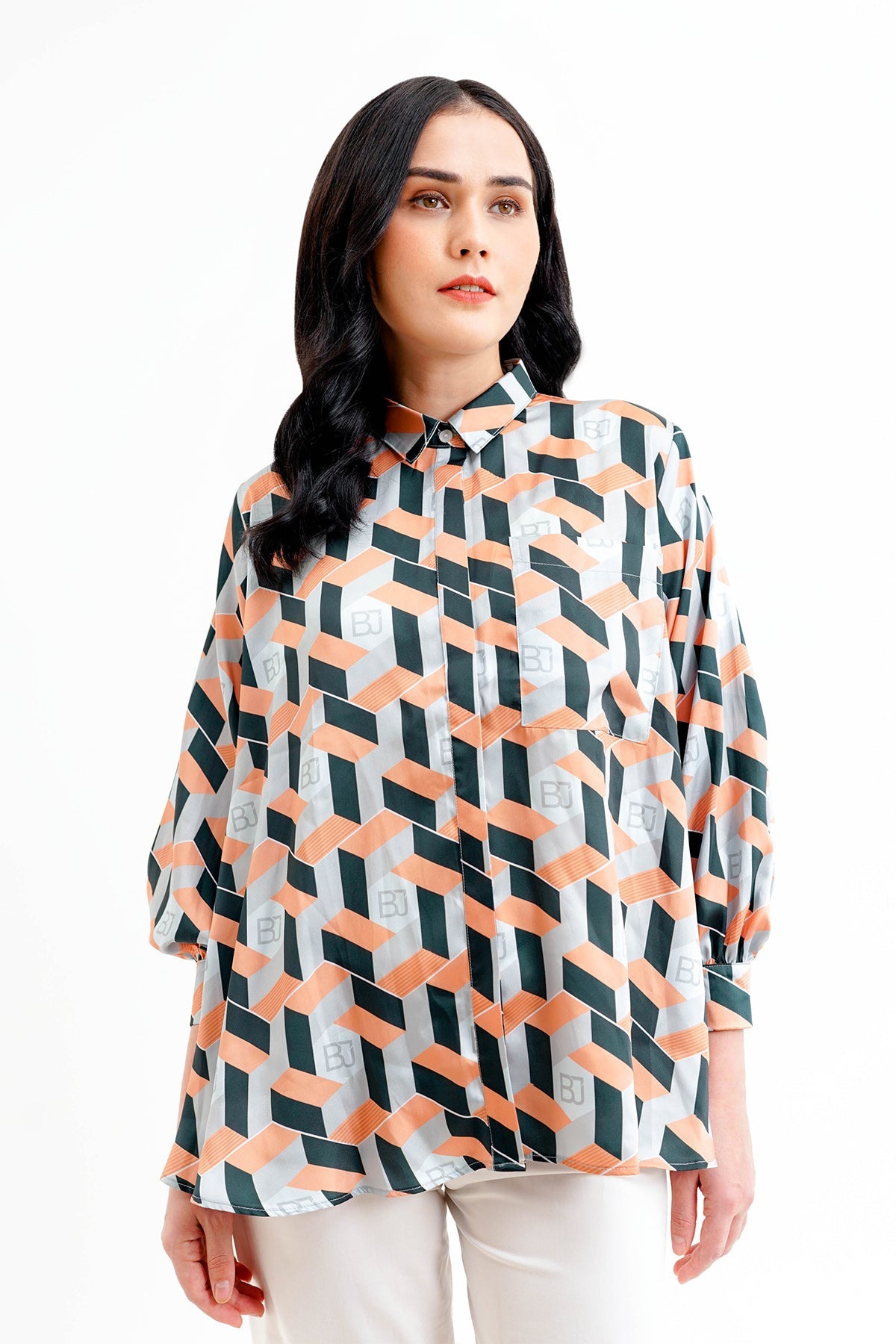 Arnia Puff Sleeved Shirt - Green
