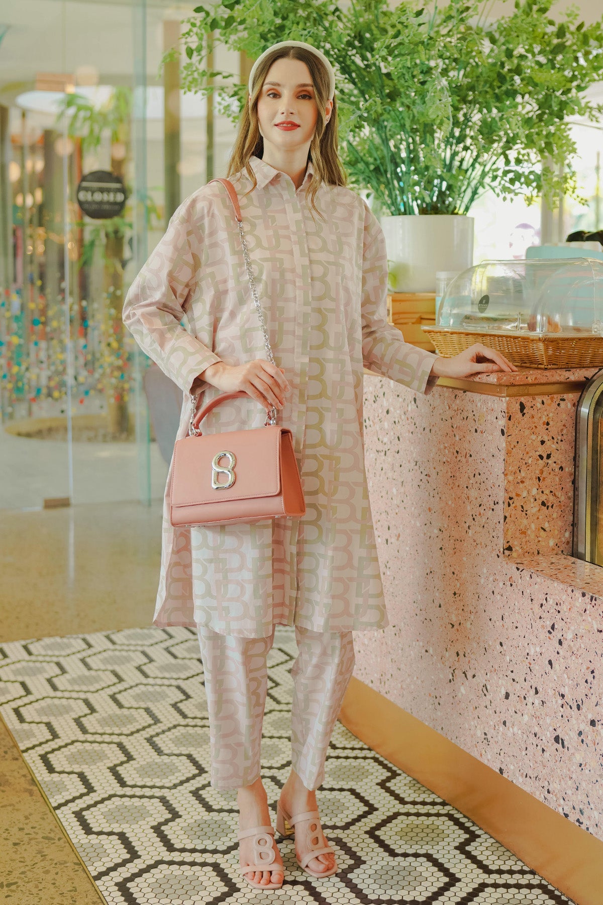 Monogram Long Shirt - Pink