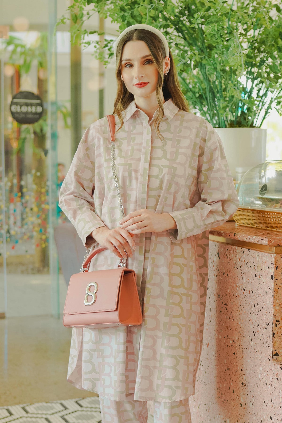 Monogram Long Shirt - Pink