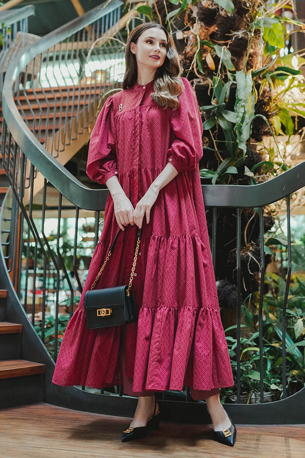 Tapis Tiered Maxi Dress - Red