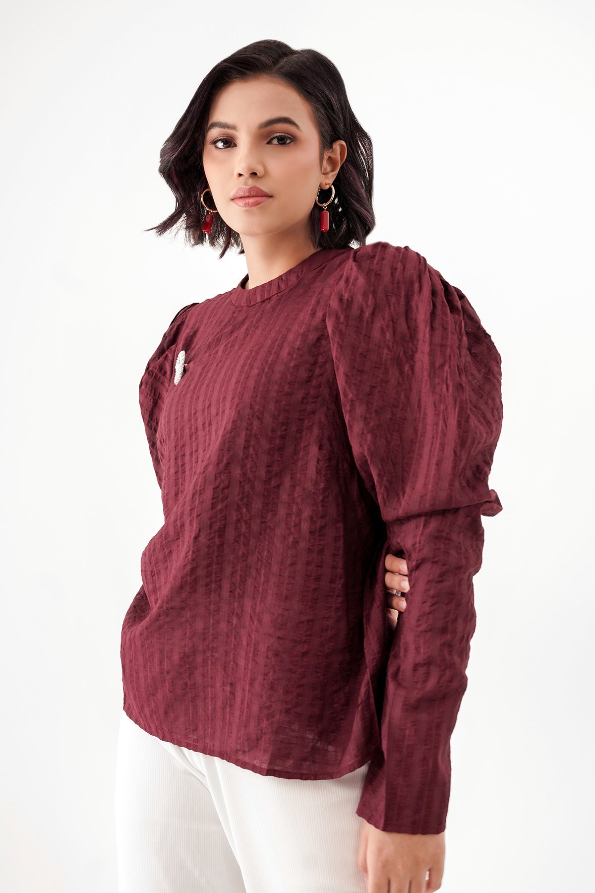 Mina Puff Sleeve - Plum
