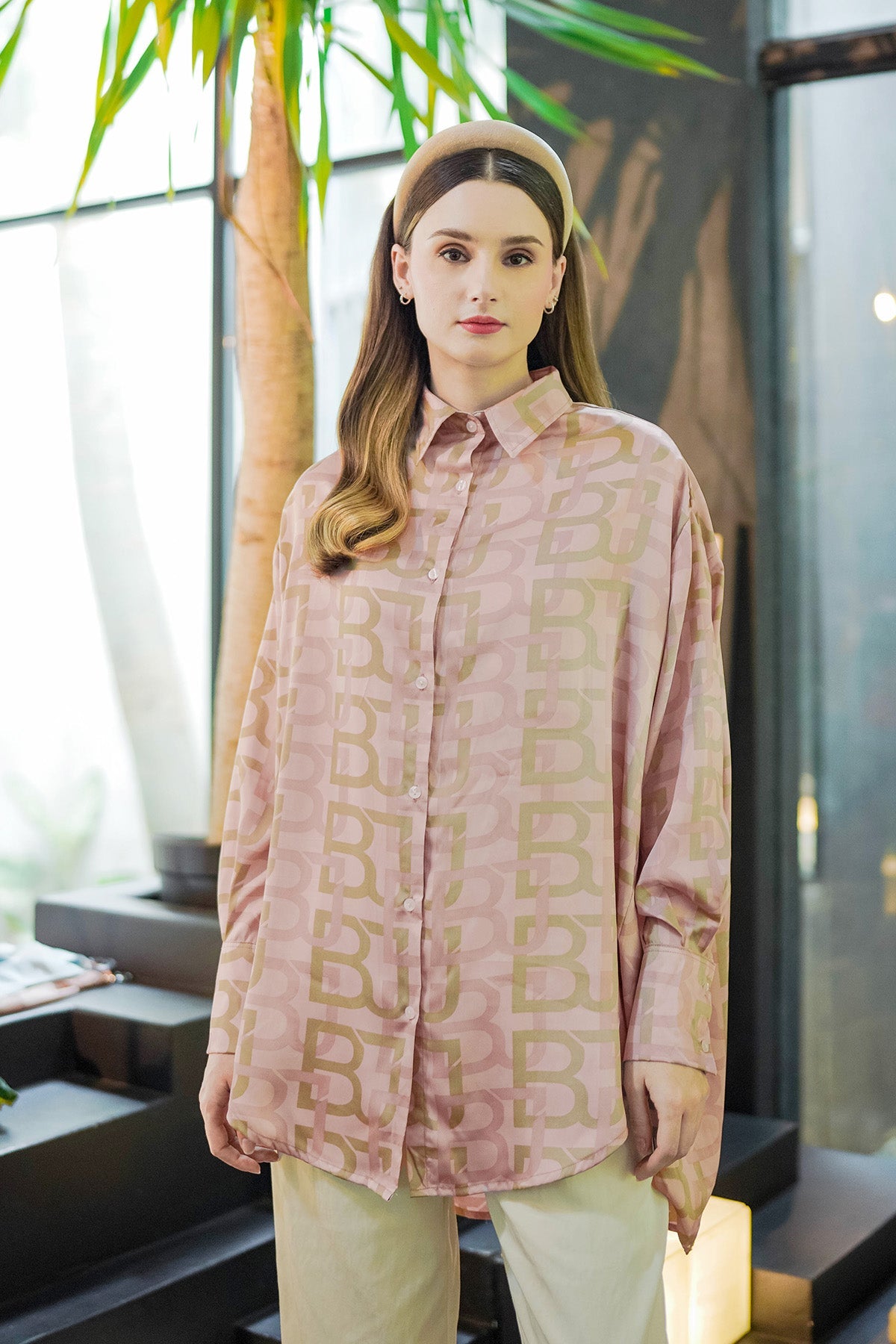 Monogram Oversized Shirt - Pink