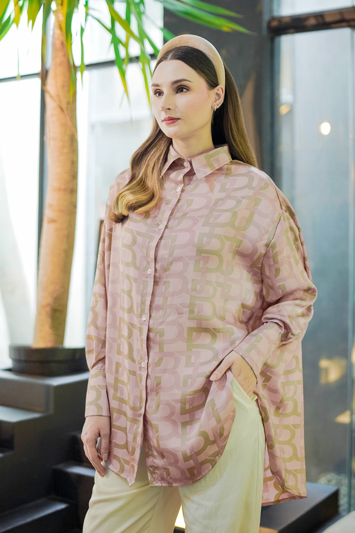 Monogram Oversized Shirt - Pink