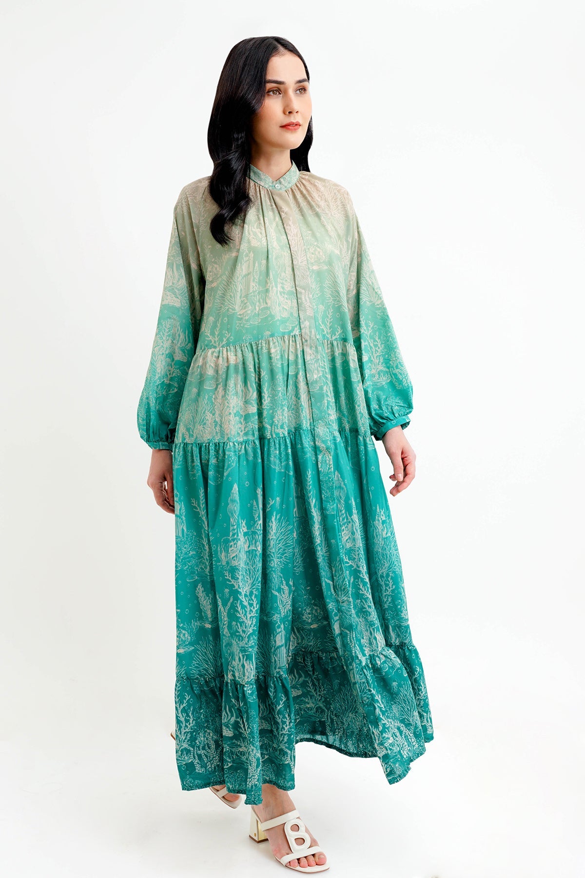 El Mar Minorca Tiered Maxi Dress - Aqua