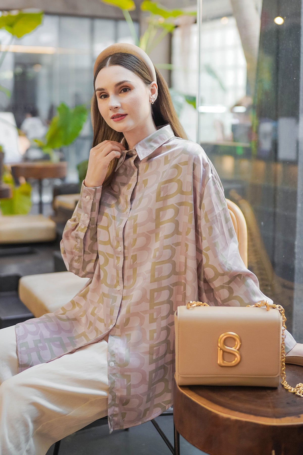 Monogram Oversized Shirt - Pink