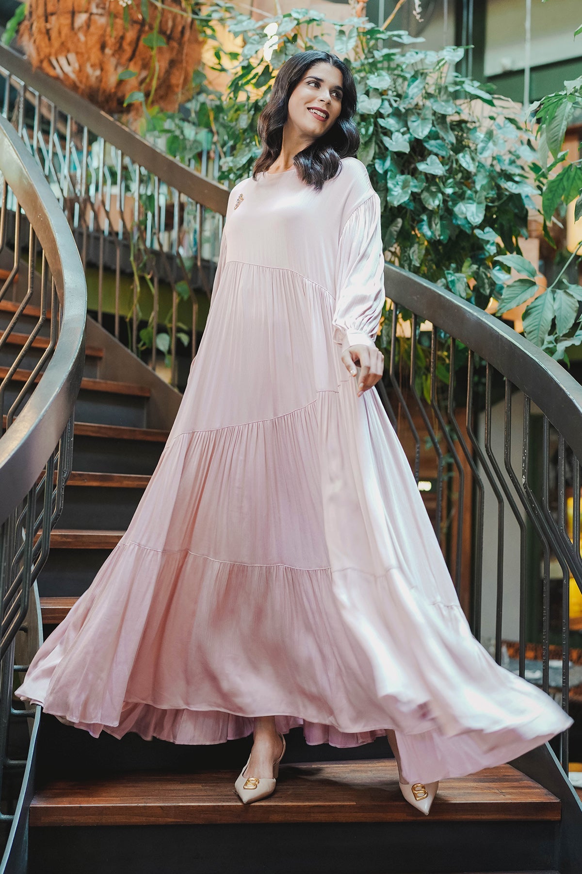 Meza Tiered Maxi Dress - Pink