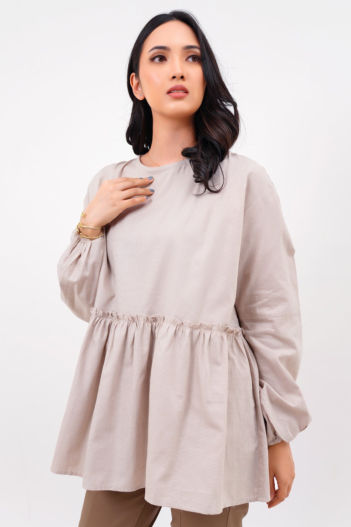 Sora Ruffle Blouse - Khaki