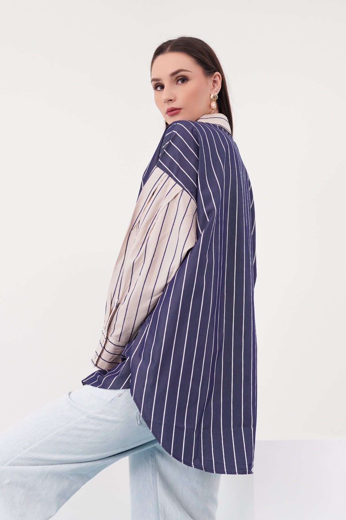 Yaya Shirt - Blue/Cream