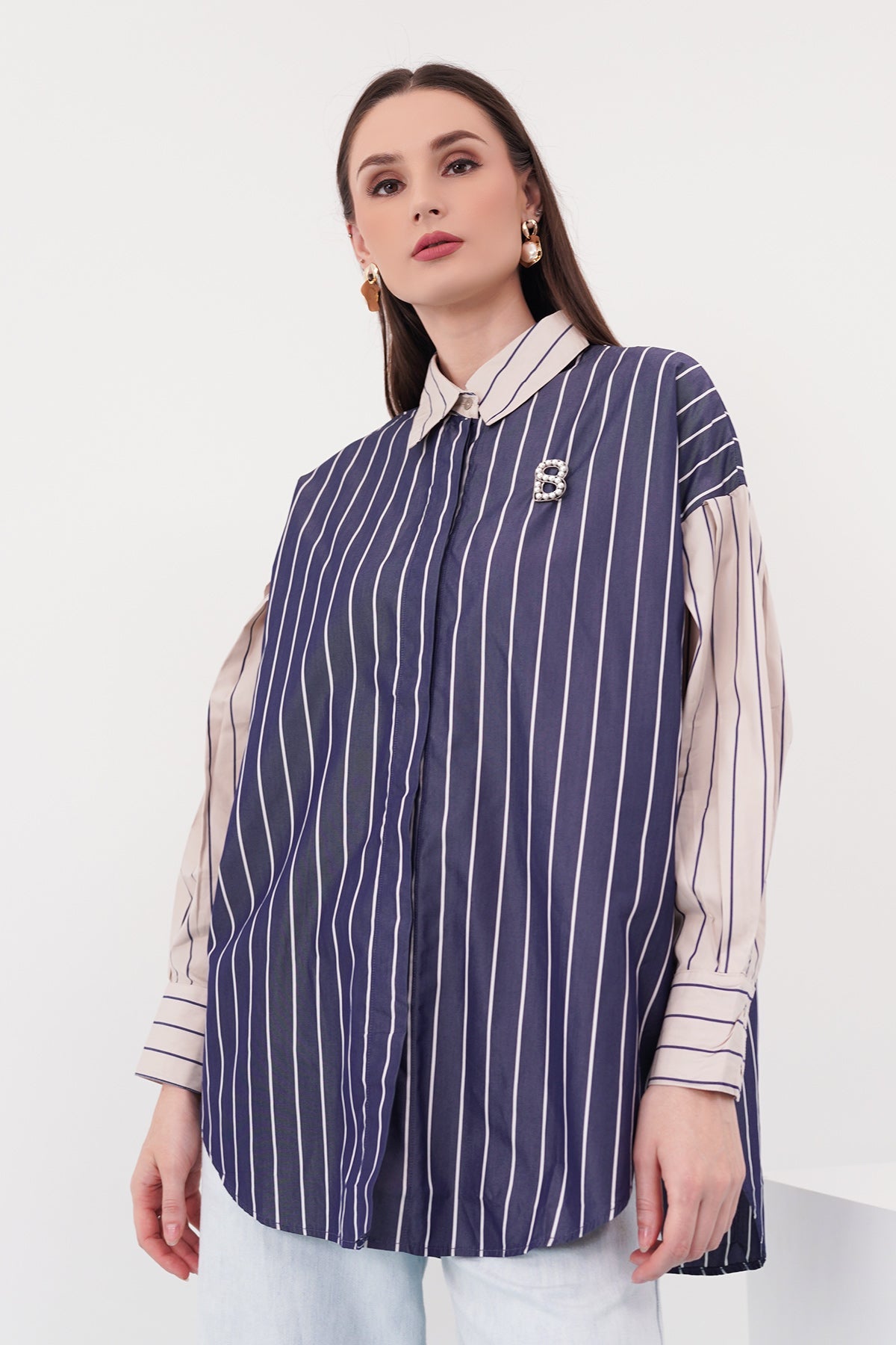 Yaya Shirt - Blue/Cream