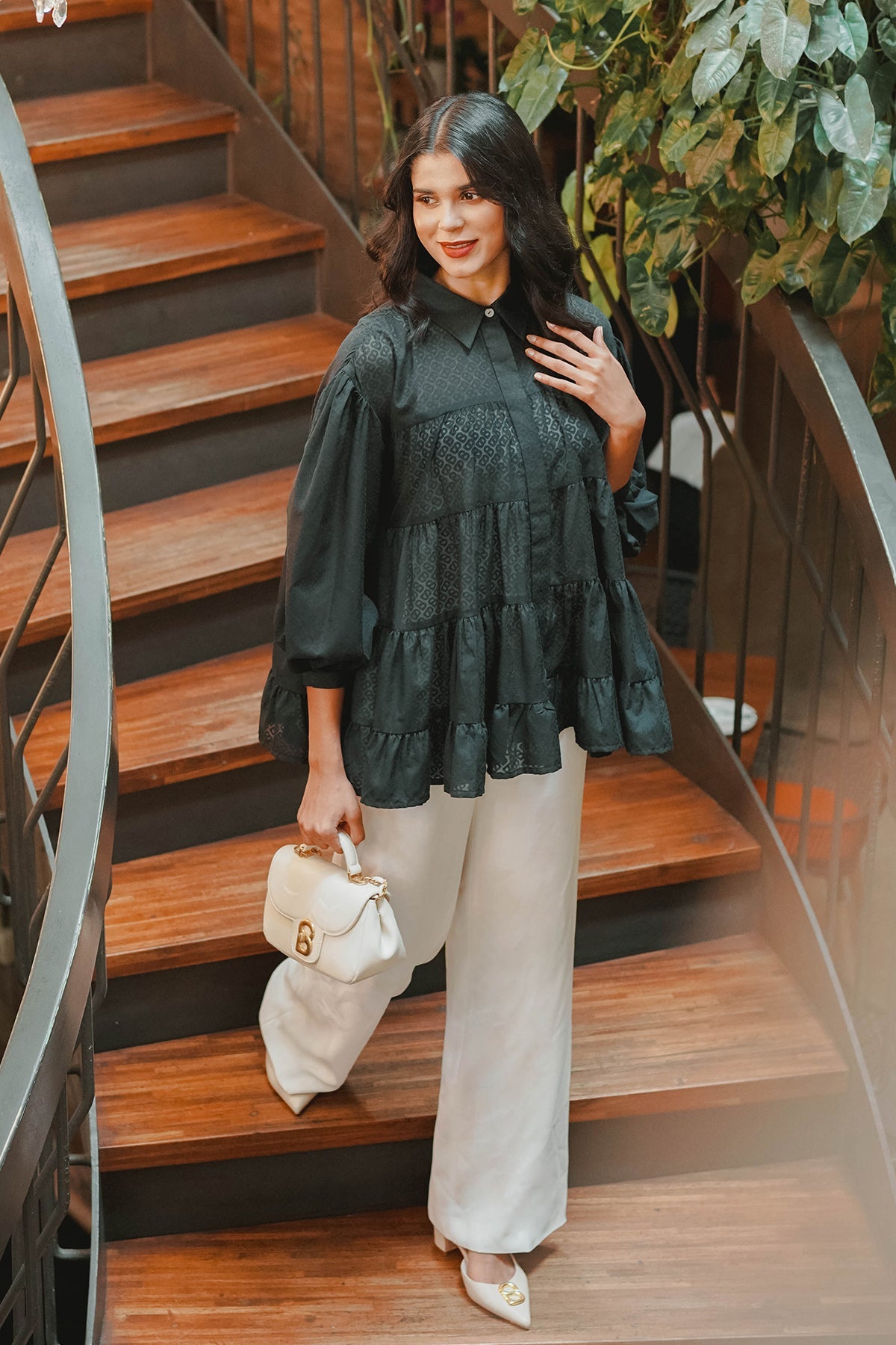 Tapis Tiered Shirt - Black