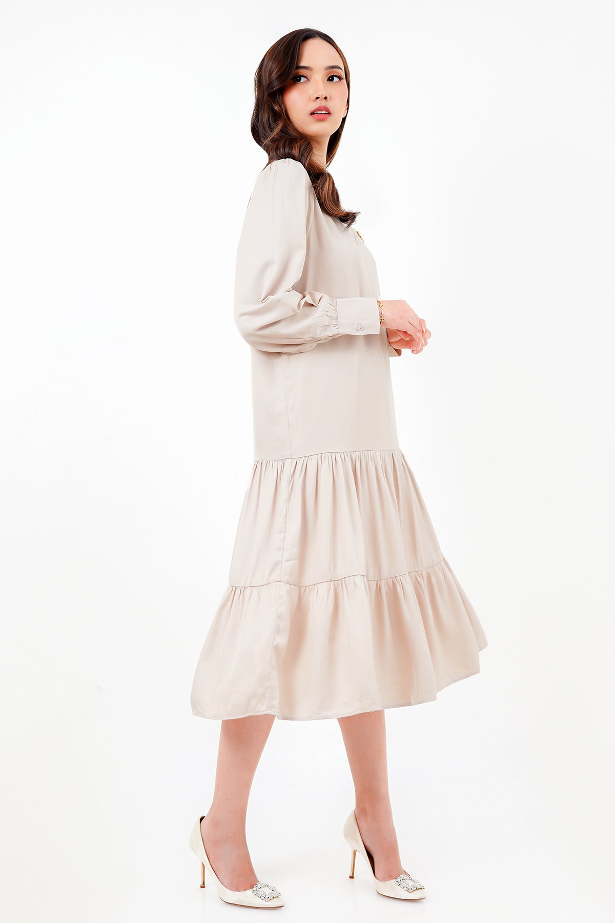 Raisha Midi Dress - Pale Khaki