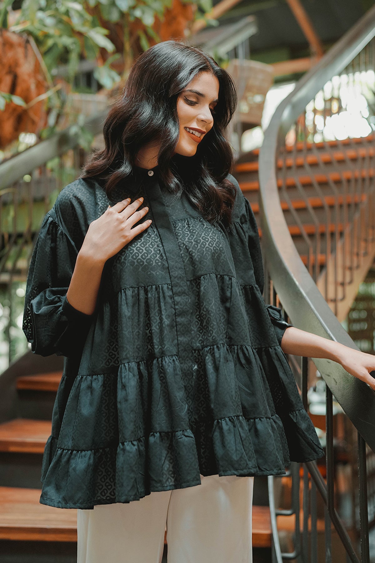 Tapis Tiered Shirt - Black