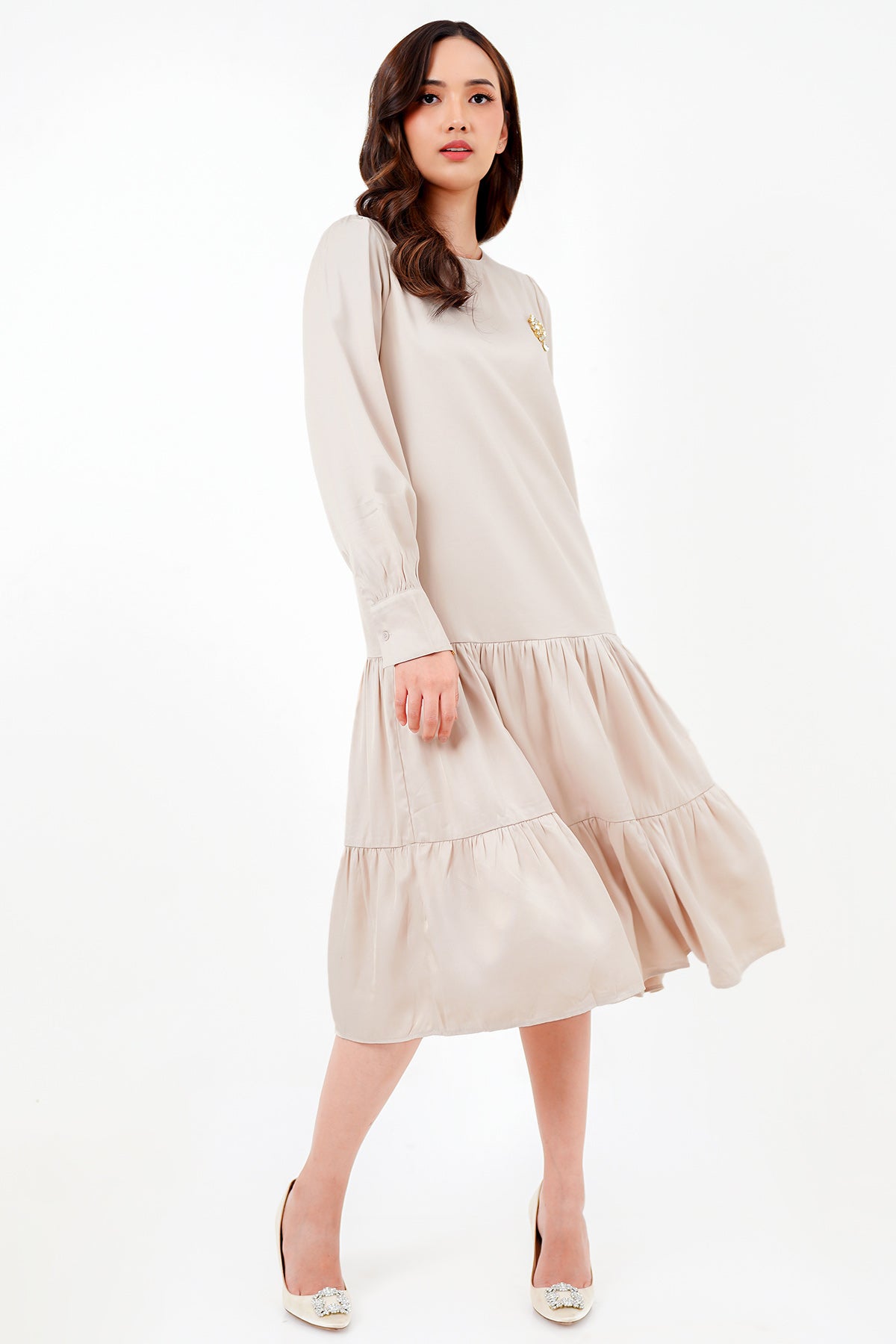 Raisha Midi Dress - Pale Khaki