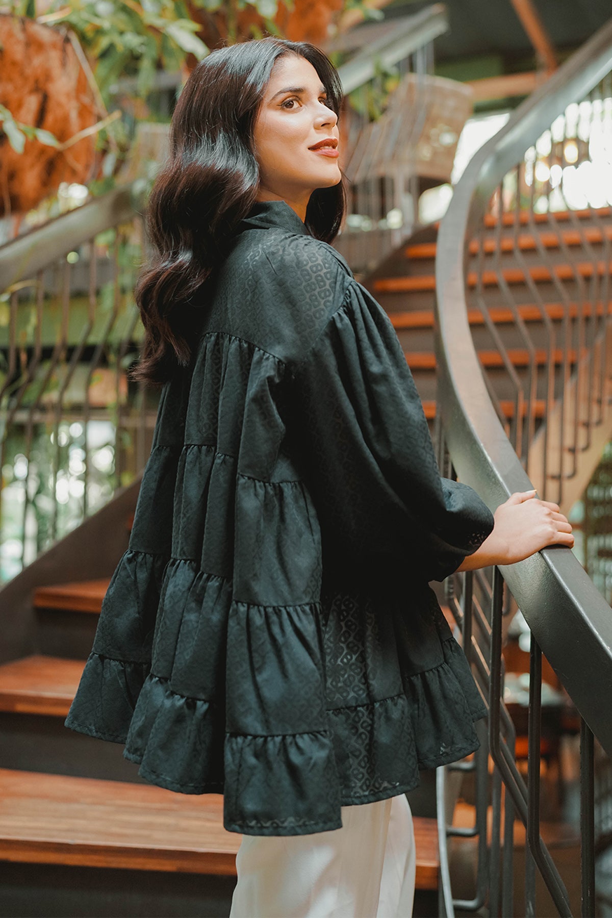 Tapis Tiered Shirt - Black