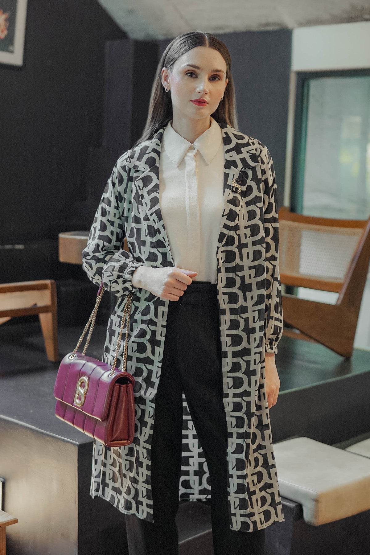 Monogram Long Outer - Black Reverse