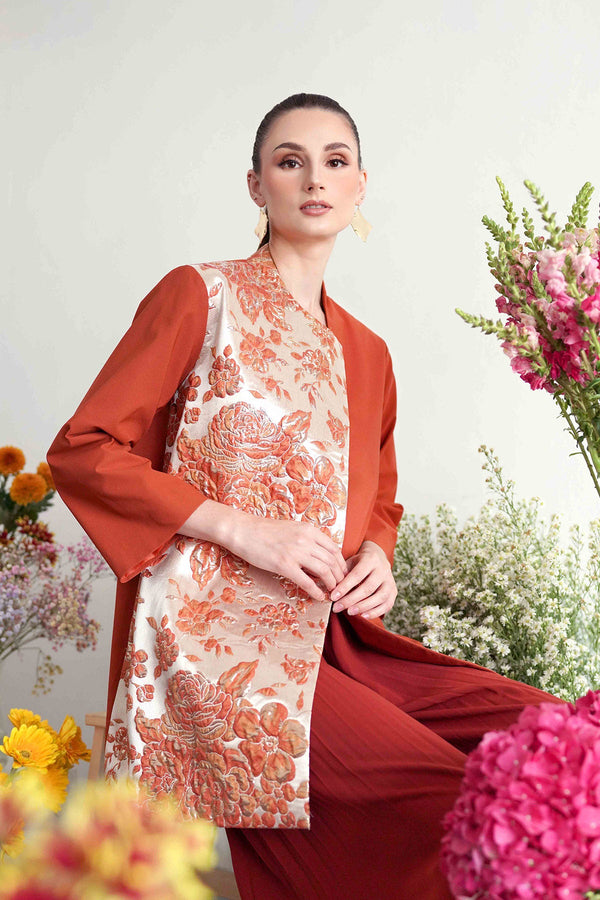Mix Fabric Top - Orange