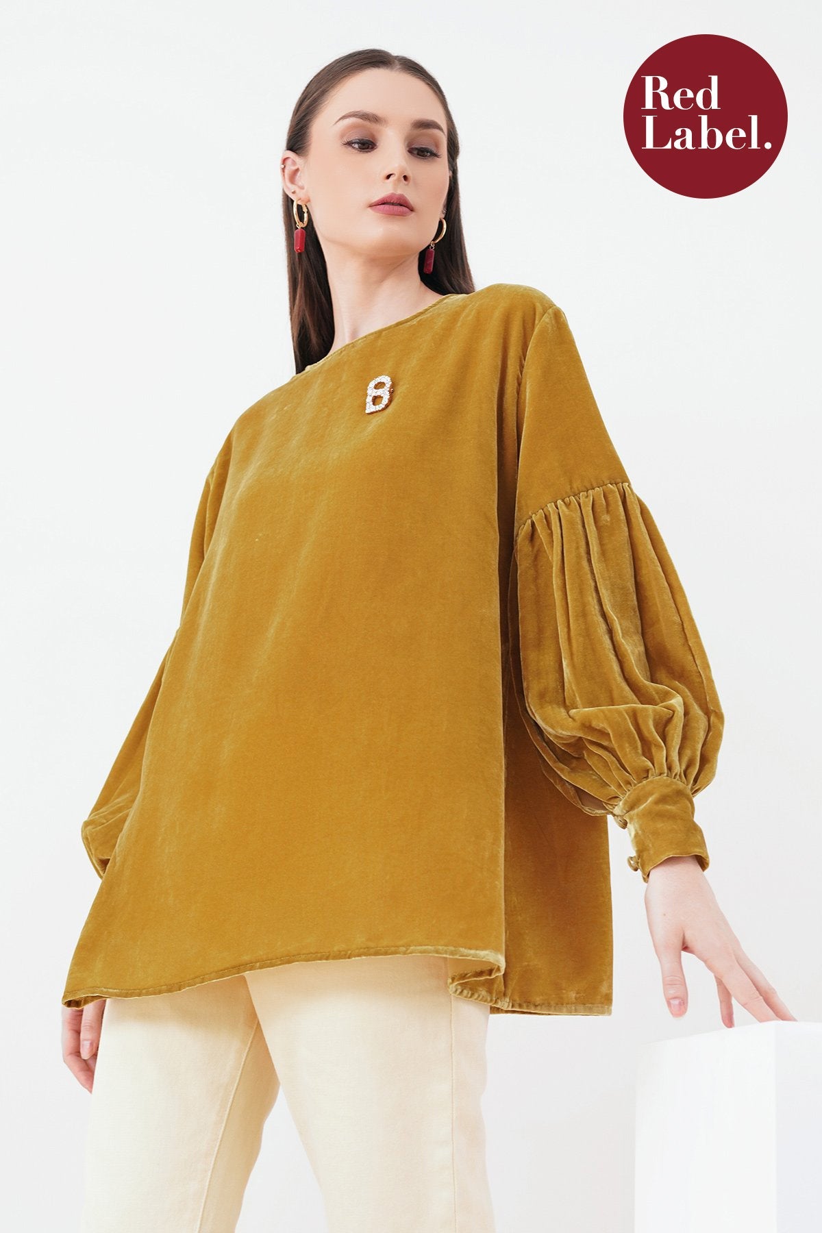 Rachel Velvet Blouse - Mustard