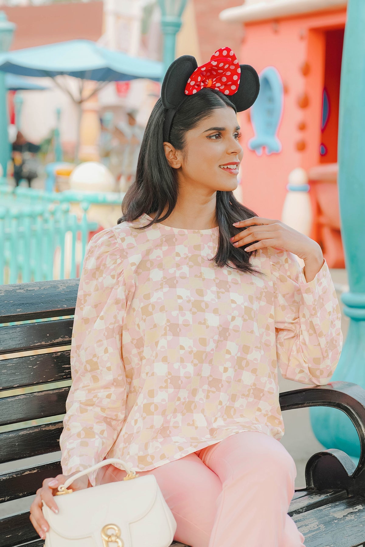 Puzzlea Top with Puff Sleeve - Pink