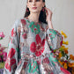 Floral Organza Peplum Blouse - Red