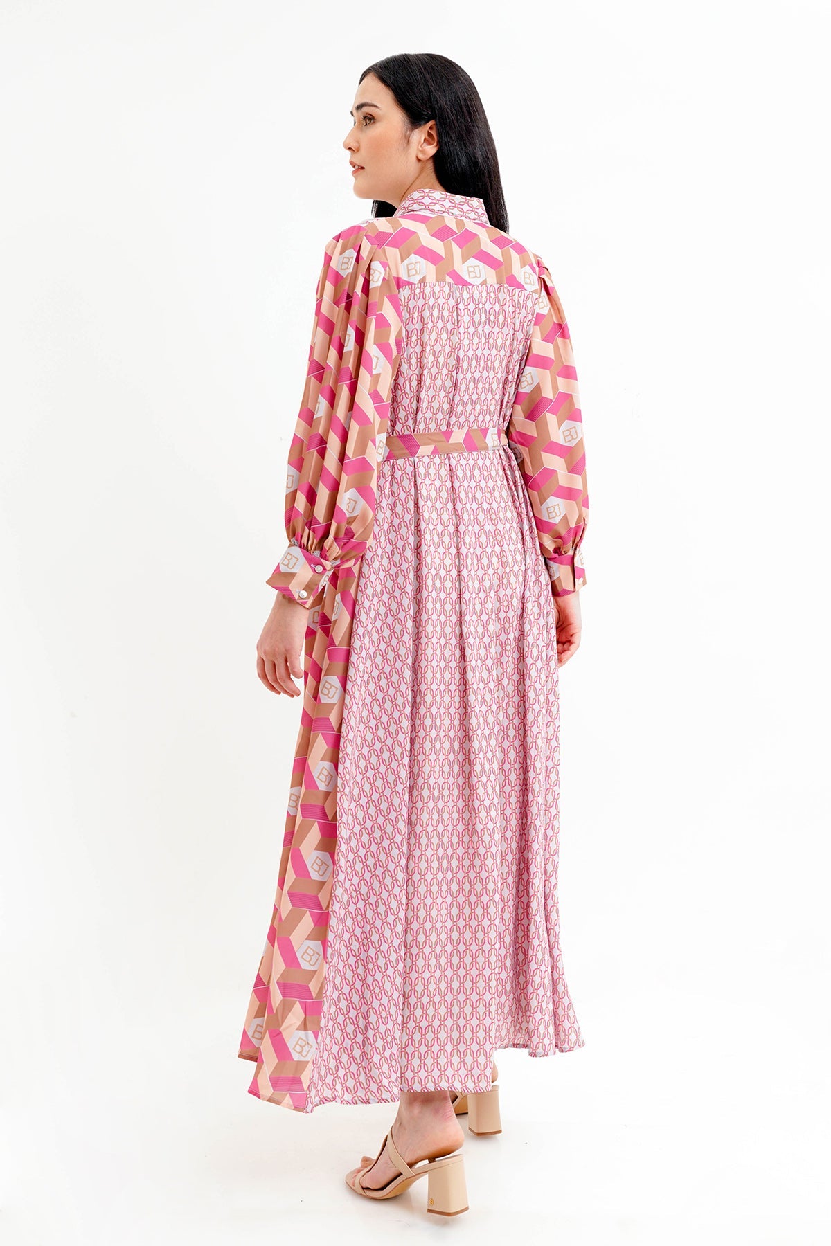 Arnia Shirt Dress with Belt - Pink