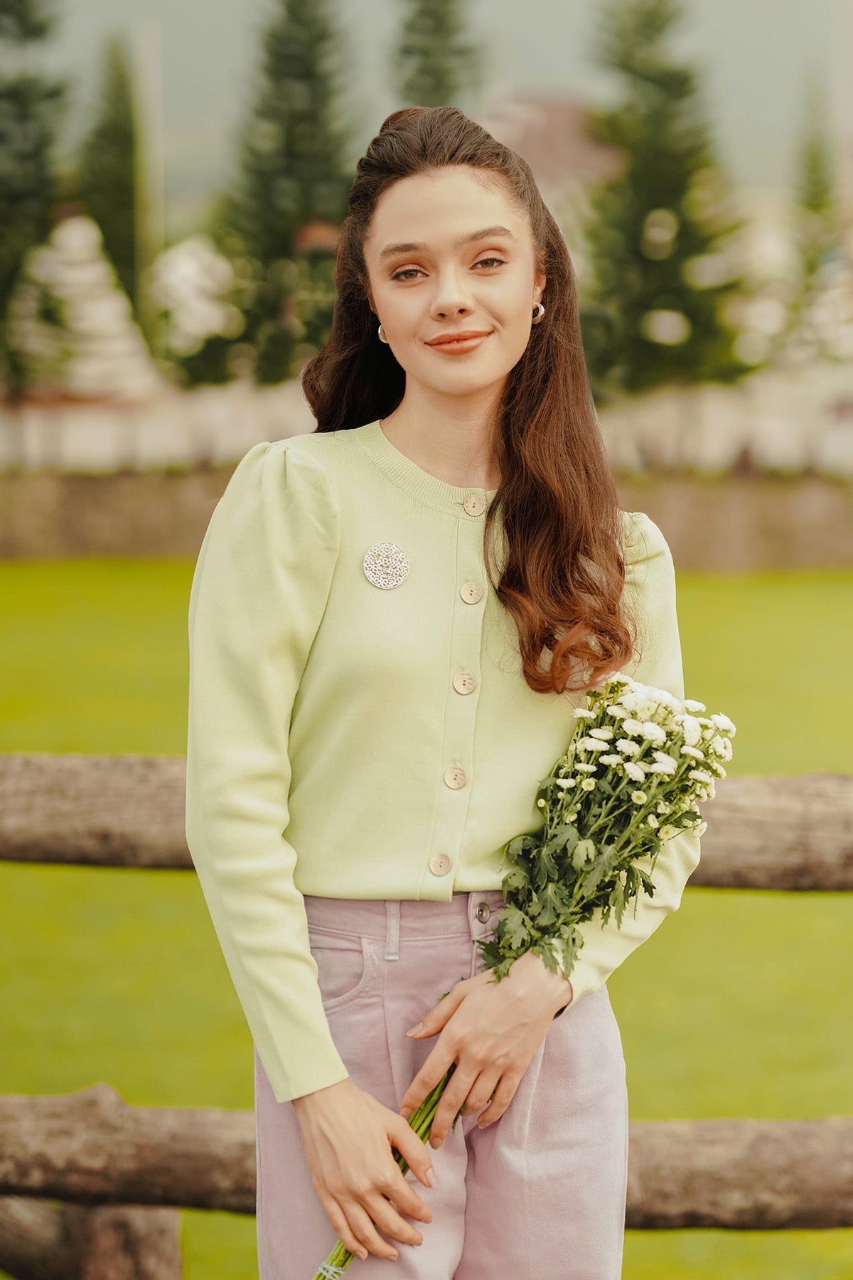 Jane Button Cardigan - Sage