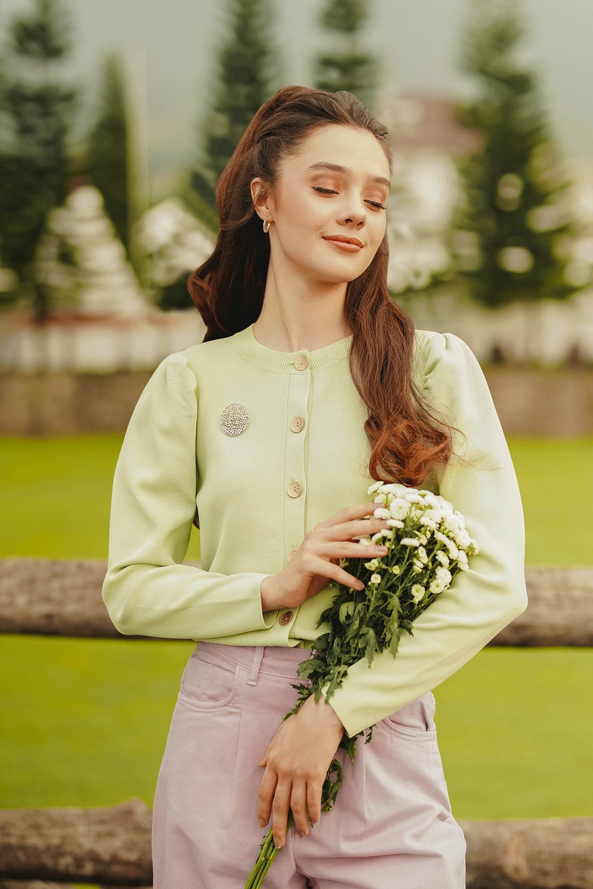 Jane Button Cardigan - Sage