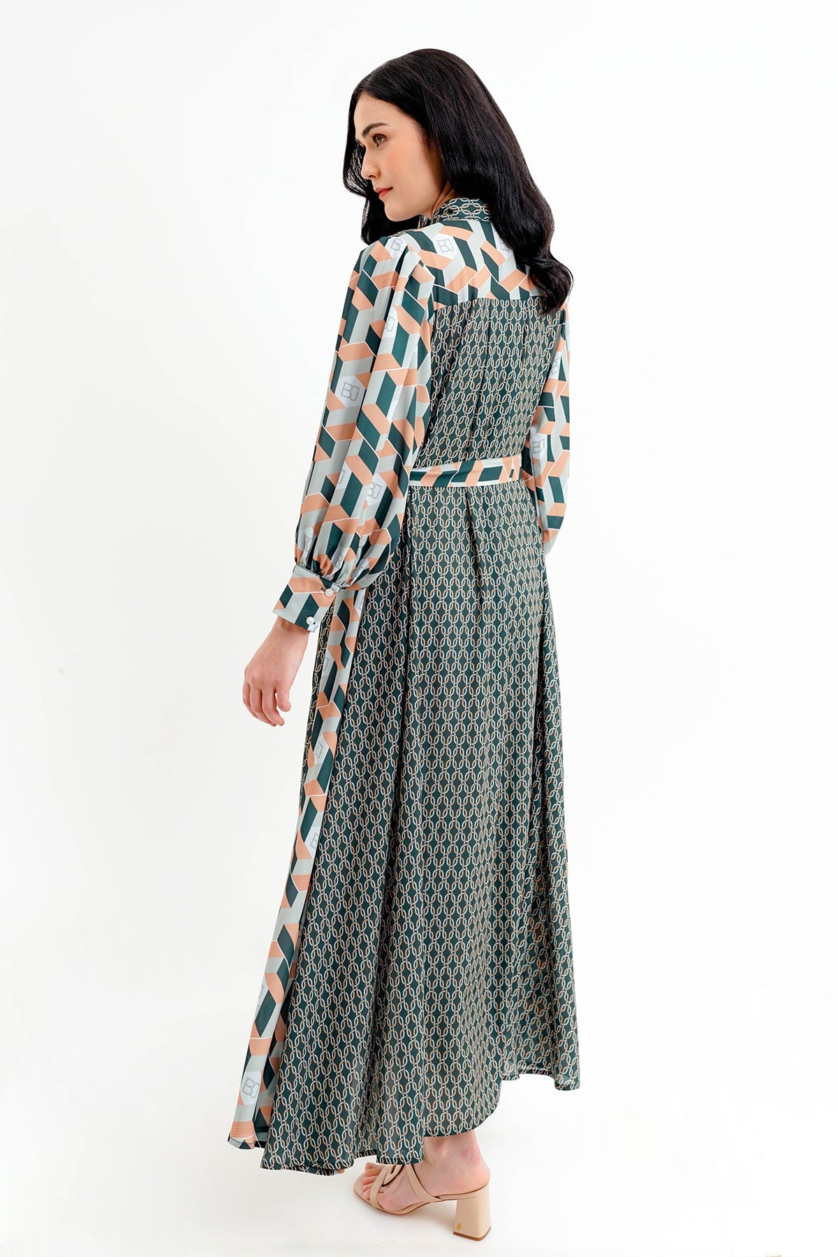 Arnia Shirt Dress with Belt - Green