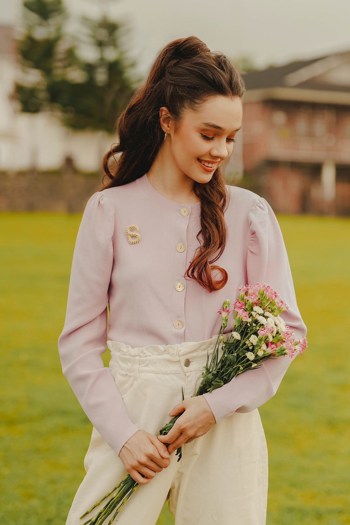 Jane Button Cardigan - Lilac