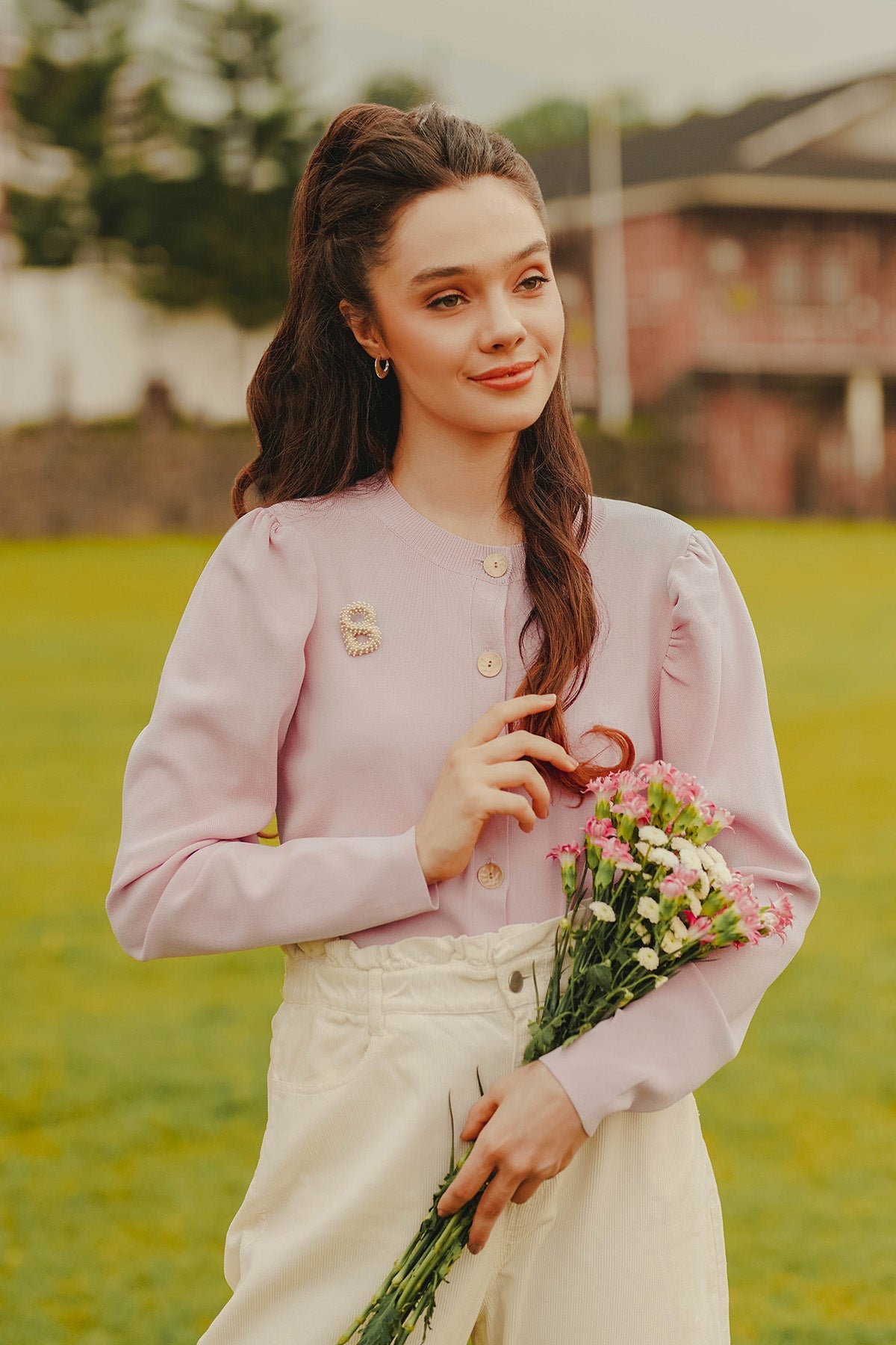 Jane Button Cardigan - Lilac