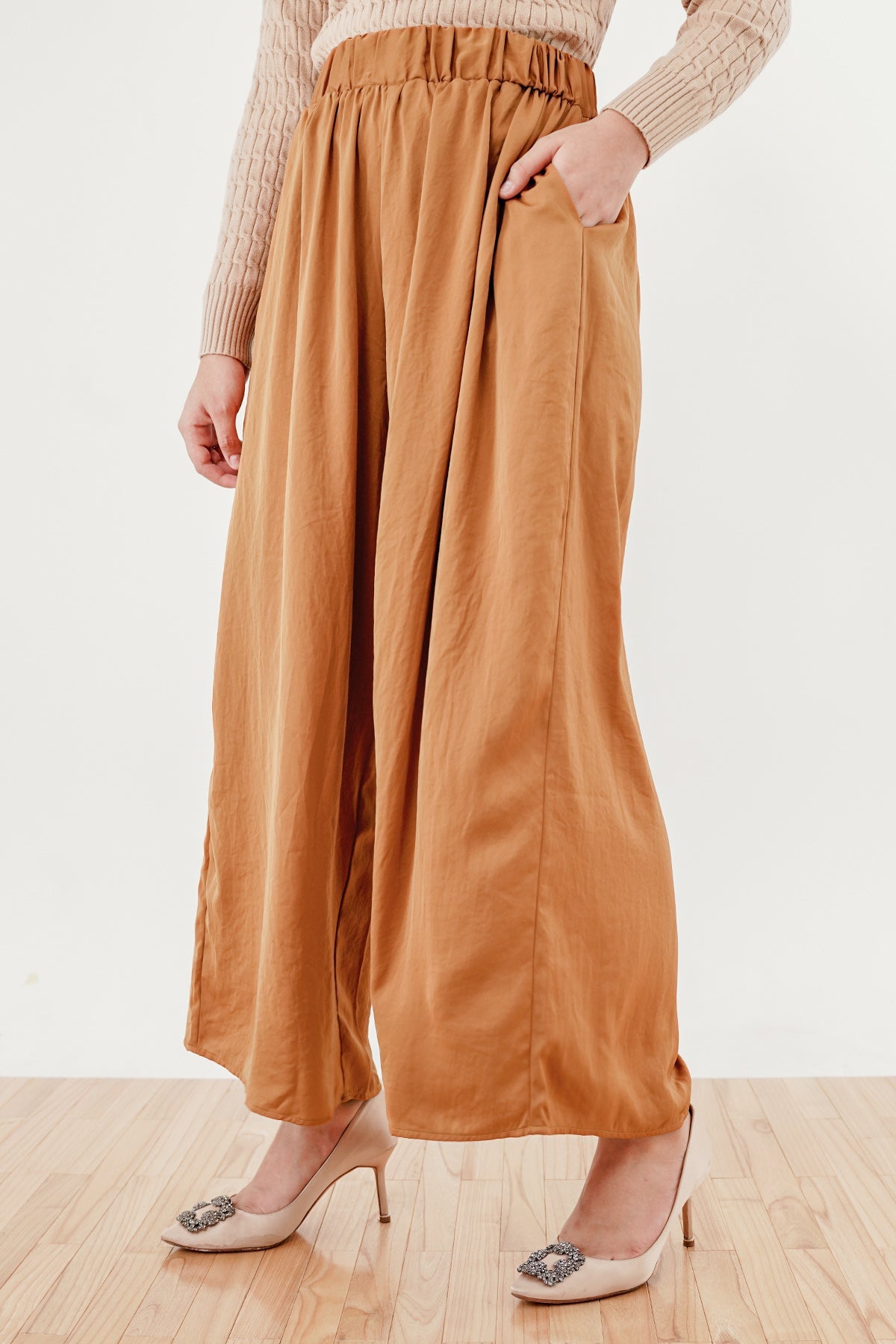 Flowy Wide Pants - Brick
