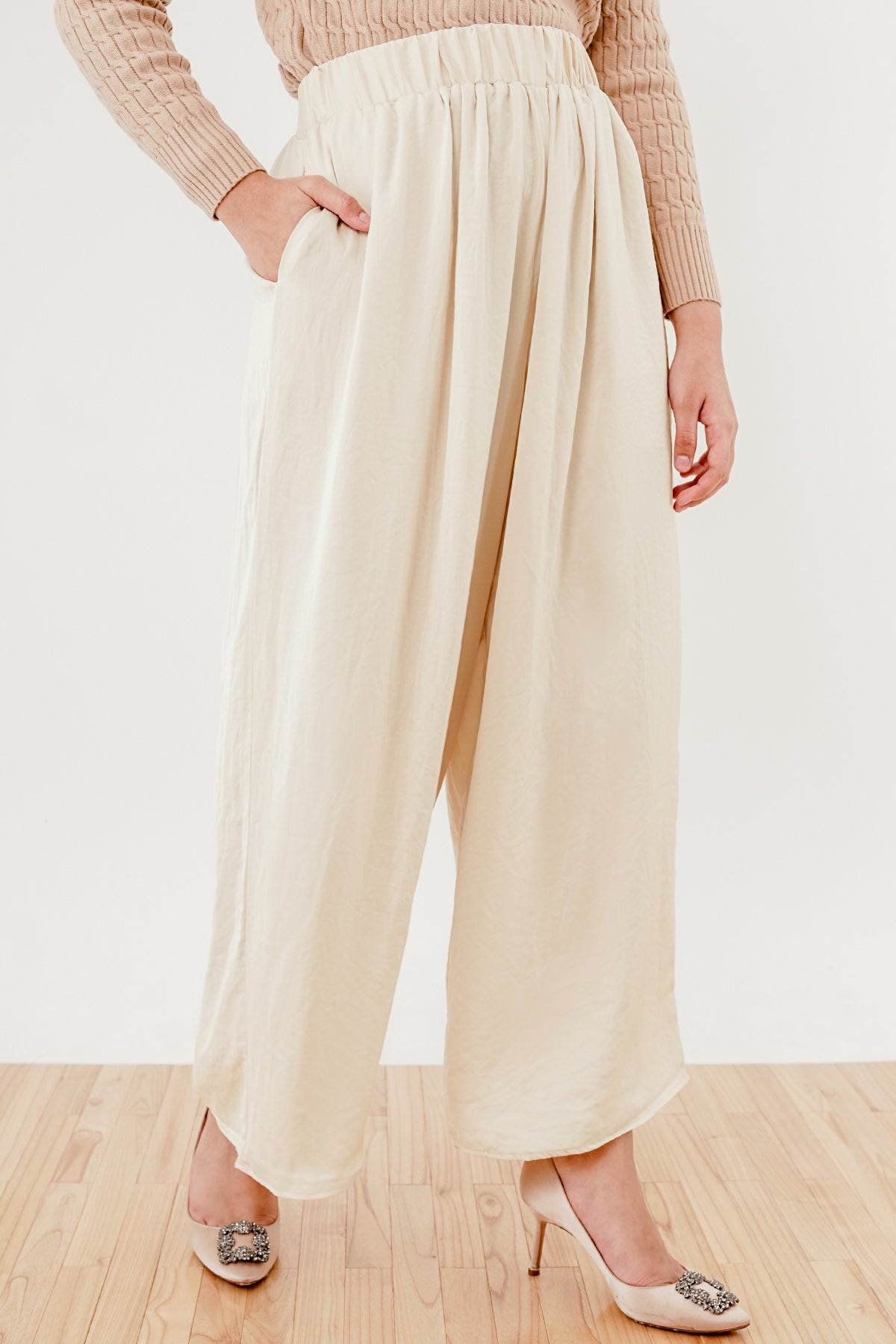 Flowy Wide Pants - Cream