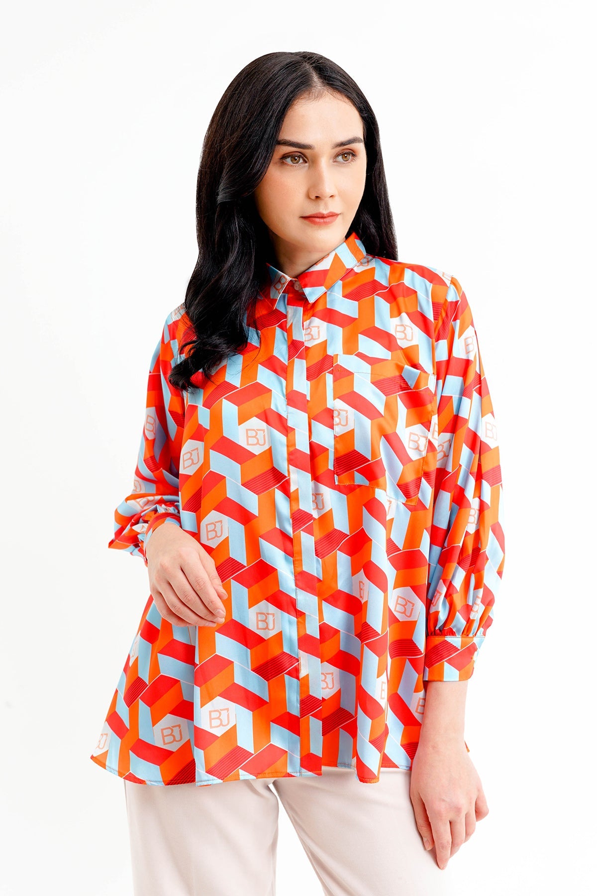 Arnia Puff Sleeved Shirt - Orange