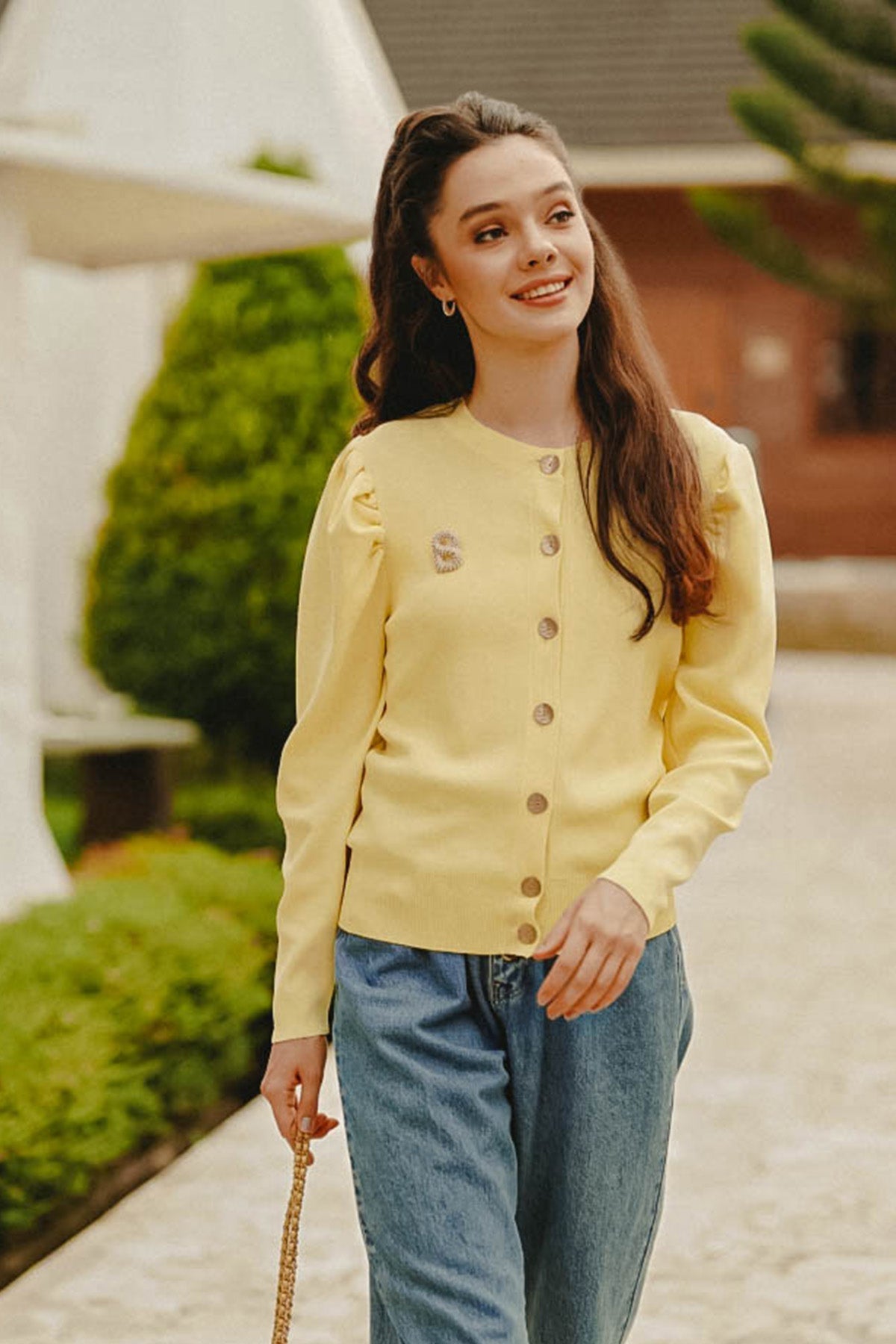 Jane Button Cardigan - Yellow
