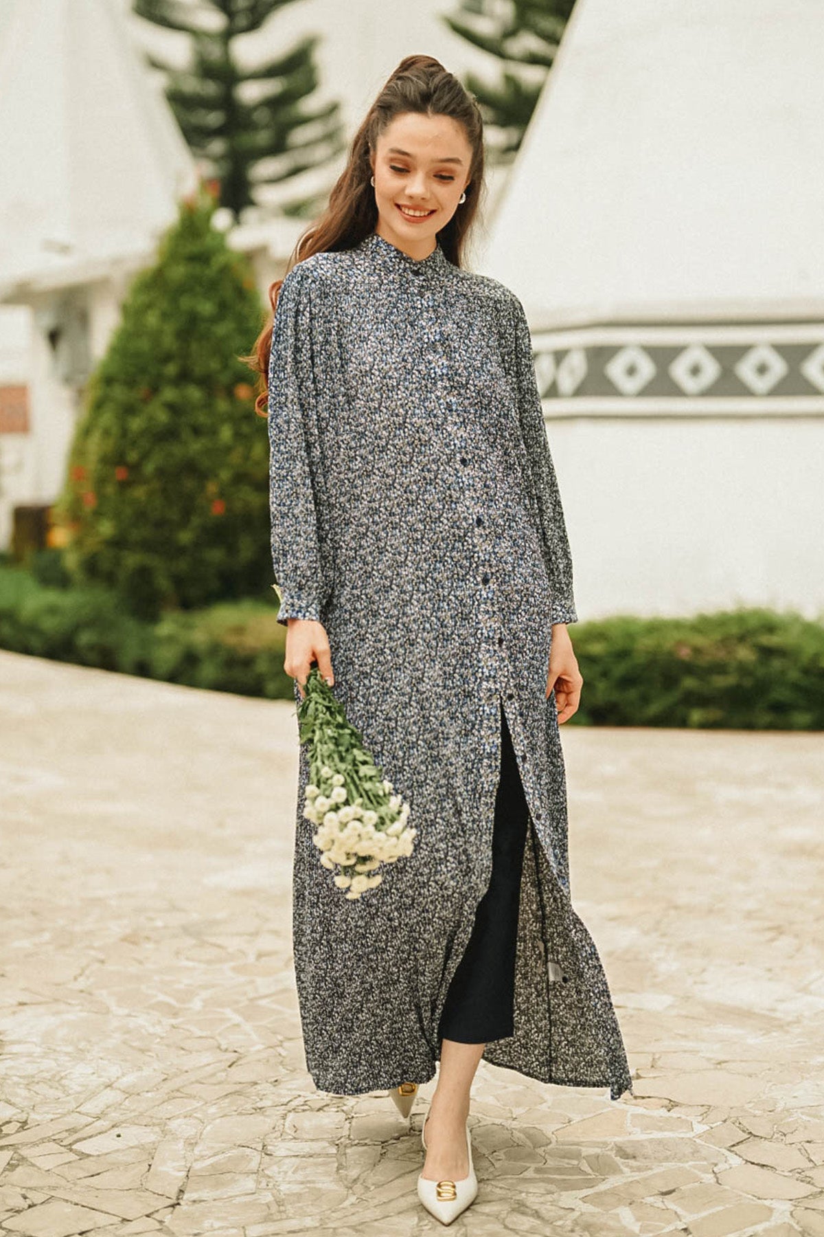 Callie Pleated Maxi Dress - Navy