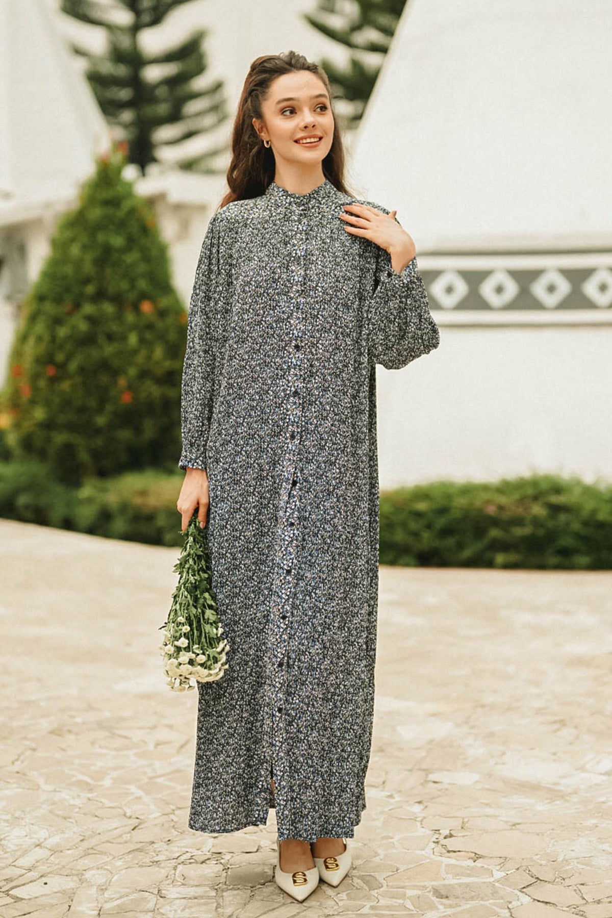 Callie Pleated Maxi Dress - Navy