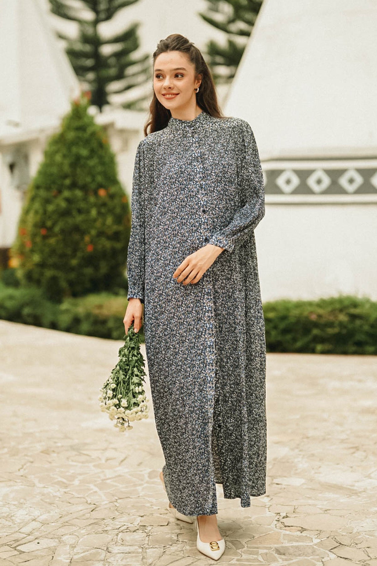 Callie Pleated Maxi Dress - Navy
