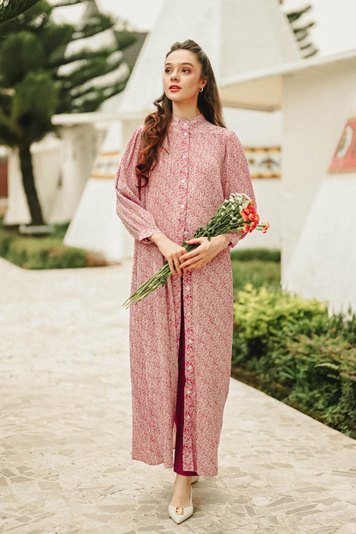 Callie Pleated Maxi Dress - Pink