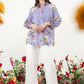 Romantic Garden Shirt with Puff Sleeve - Blue