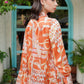 The Chain La Bella Satin Shirt with Gathers - Orange