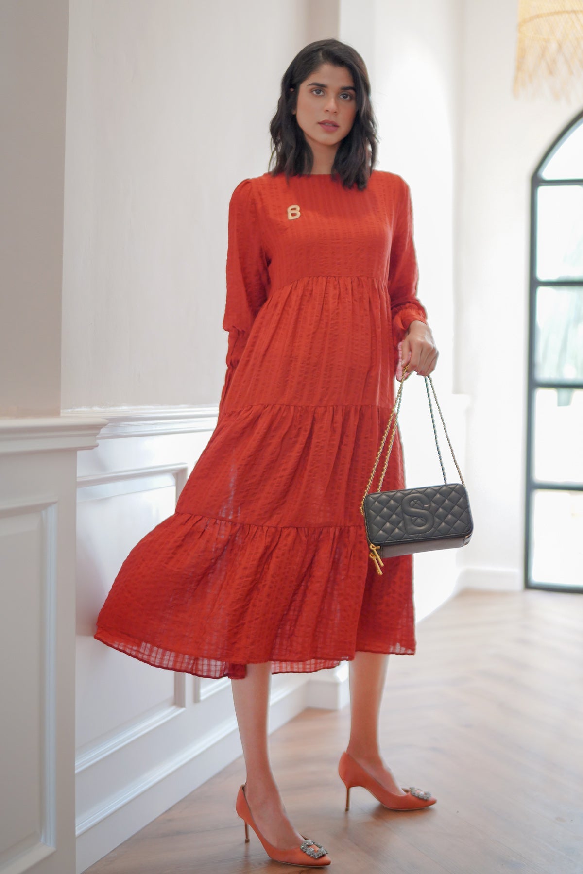 Red Lilou Tiered Dress
